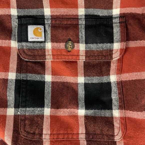 Carhartt Men's Flannel Shirt XXL Hubbard Button Up Plaid Red Workwear 101924 - Picture 4 of 6